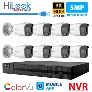 8 hilook by hikvision ip cctv cameras in white color and black color nvr