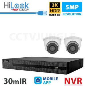 2 Hilook IP CCTV Cameras in white color with NVR