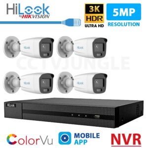 4 hilook ip cctv cameras in white color with ip nvr IPC-B159H