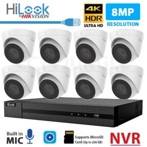 8 hilook by hikvision 4k cctv camera and 1 nvr